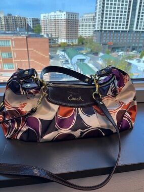 Coach Ashley Hand Drawn Scarf Print Hobo Shoulder Bag